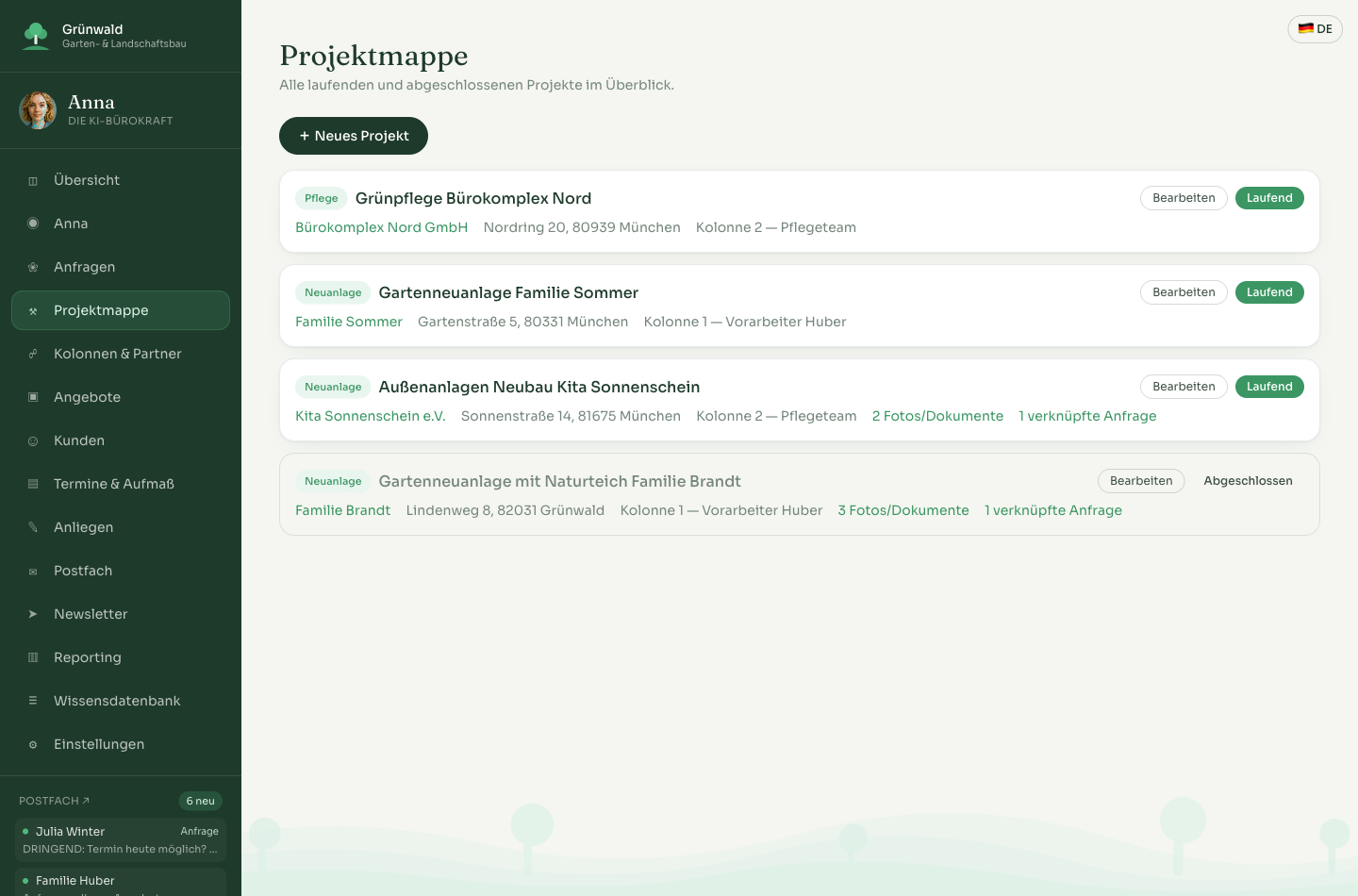 Projektmappe mit Fotos und Plänen